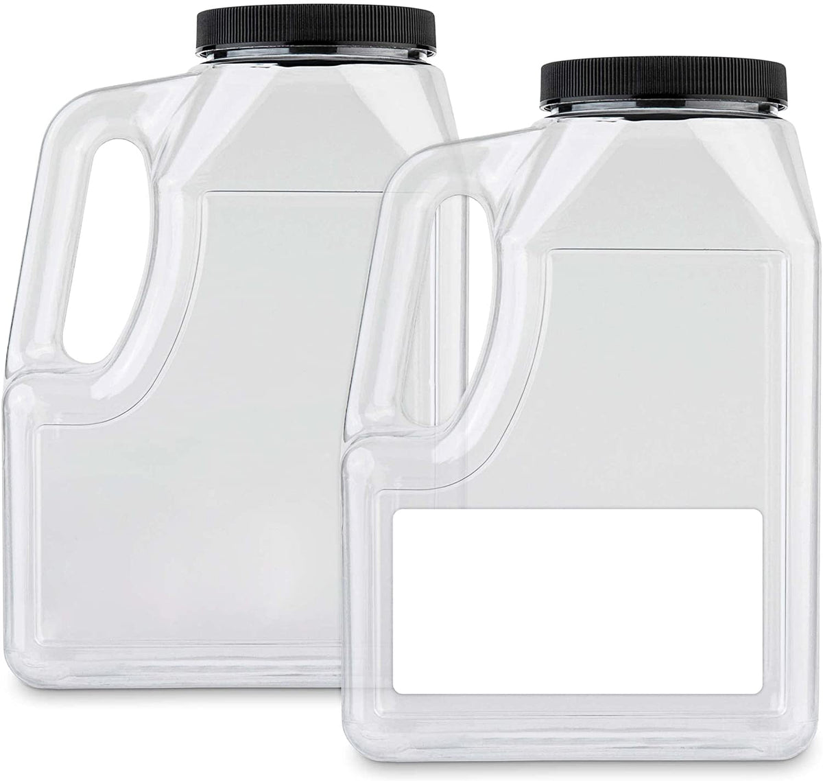Stock Your Home Wide Mouth Gallon Jugs (2 Pack) - 128 Ounce Rectangular  Oblong Gallon Container - Clear Plastic Jugs with Handle for Home,  Commercial