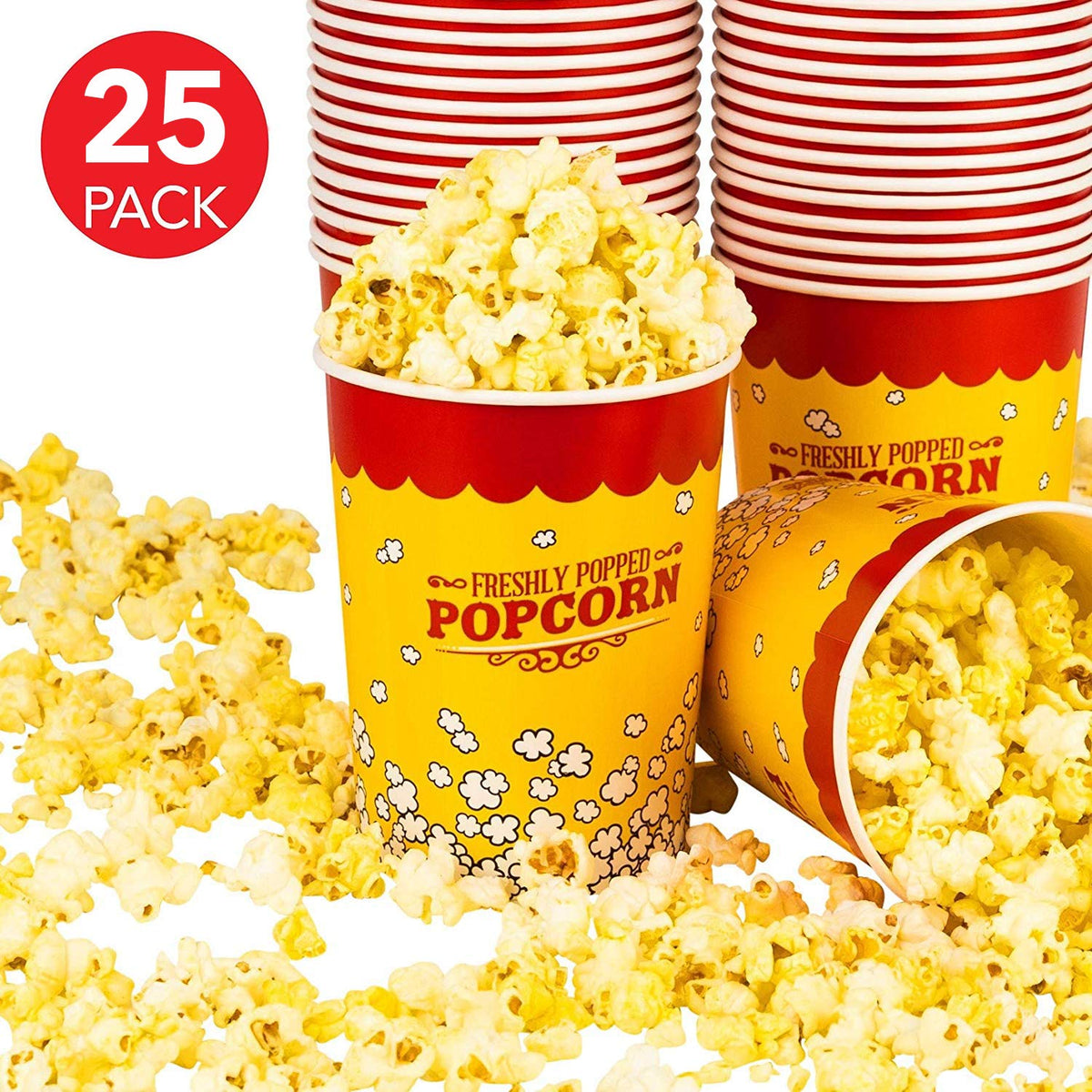 Popcorn Party Plastic Cups With Paper Straws and Lids Movie 