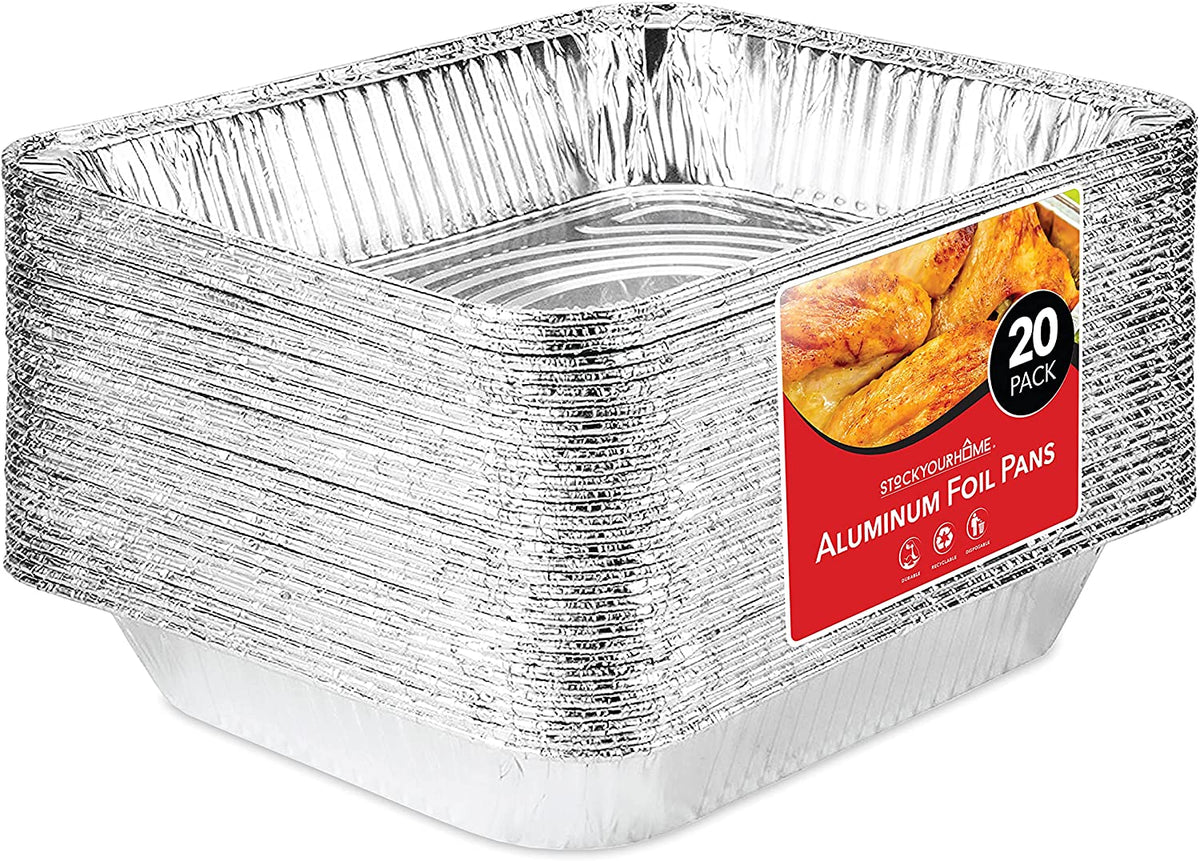 20 Pack Half Size Aluminum Pans with Lids, 9x13 Tin Food Storage Trays for  Baking, Catering, Table, Food 