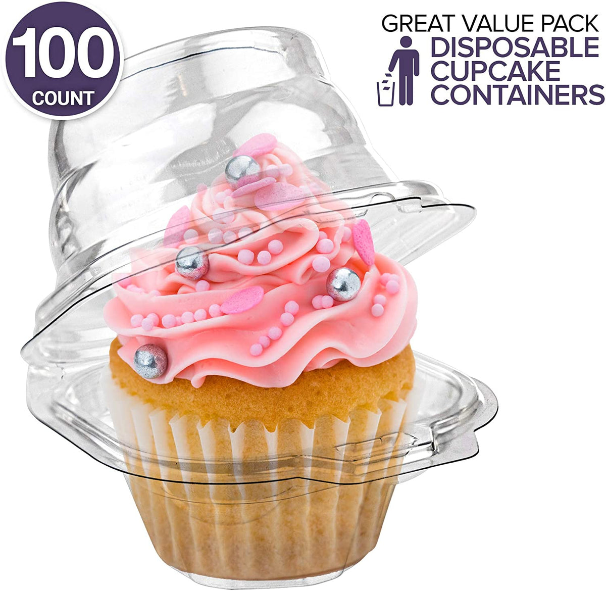 Muffin Storage Container Disposable Cupcake Boxes 100pcs Plastic