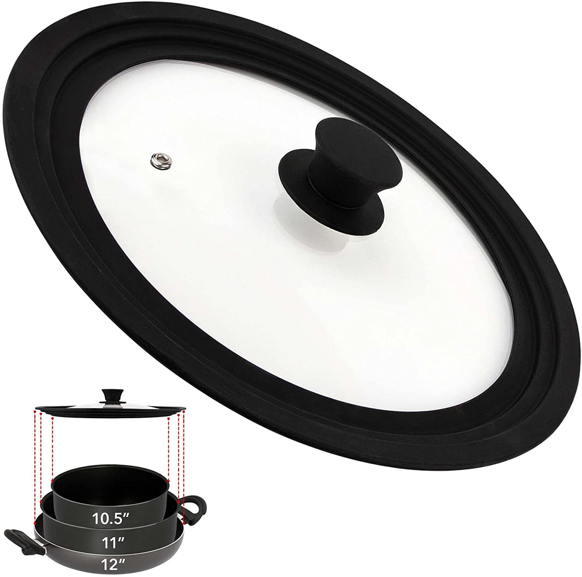 Pot Lid, Universal Silicone And Glass Pot Lid For Pots Pans