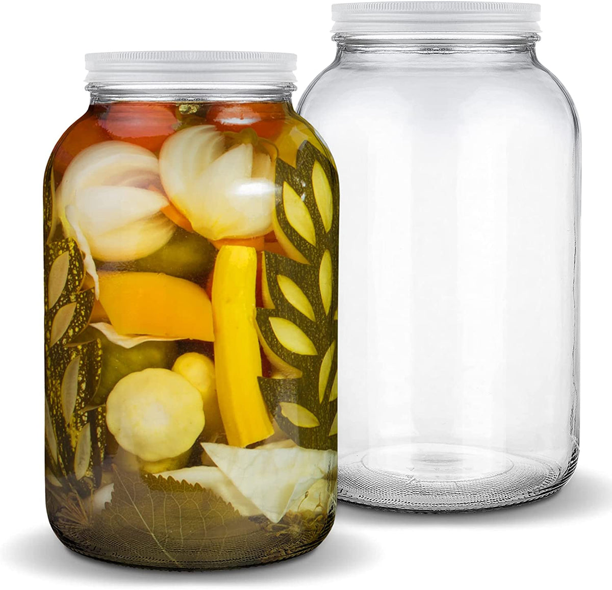 eleganttime 128 oz Mason Jars Extra Wide Mouth 2 Pack, 1 Gallon Glass Large  Jars with Airtight Lid, Safe for Food Storage,Curing, Fermentation and