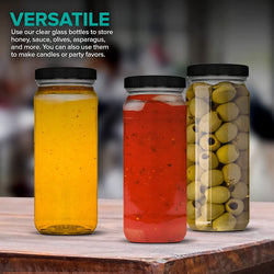 16 oz Glass Jars, With Chemical Resistant Phenolic Screw Cap,60 Pack