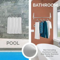 2/3 Rod Retractable Clothes Racks - Wall Mounted Folding Clothes