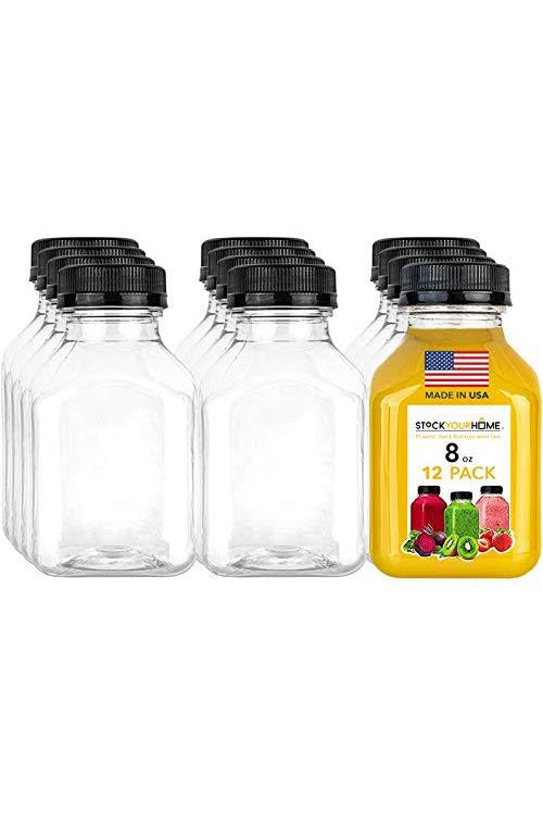 Plastic Juice Bottles with Lids, Juice Drink Containers with Caps for –  Stock Your Home