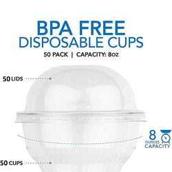 Stock Your Home 12-Ounce Dessert Cups With Dome Lids (50 Count) - Plas