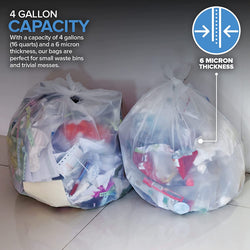 2 Gallon Clear Disposable Garbage/Trash Bags (100 Pack) for Home