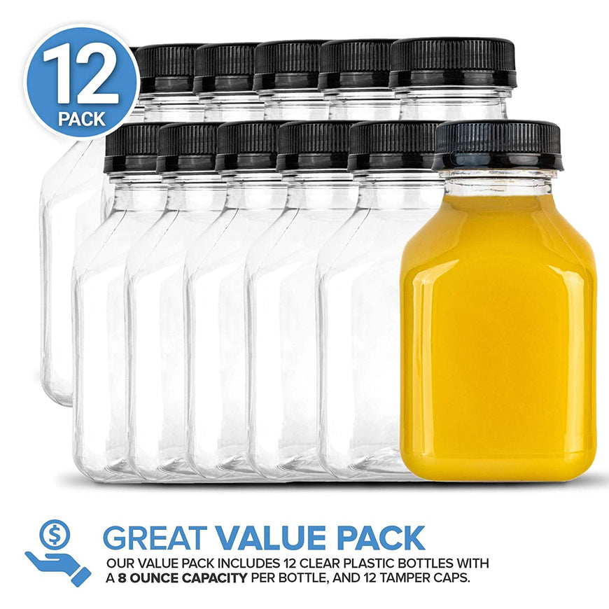 Stock Your Home Plastic Juice Bottles with Lids, Juice Containers, 4oz, 12  Count
