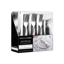 Stock Your Home 160 Piece Plastic Silverware Set Includes: 80 Forks, 4