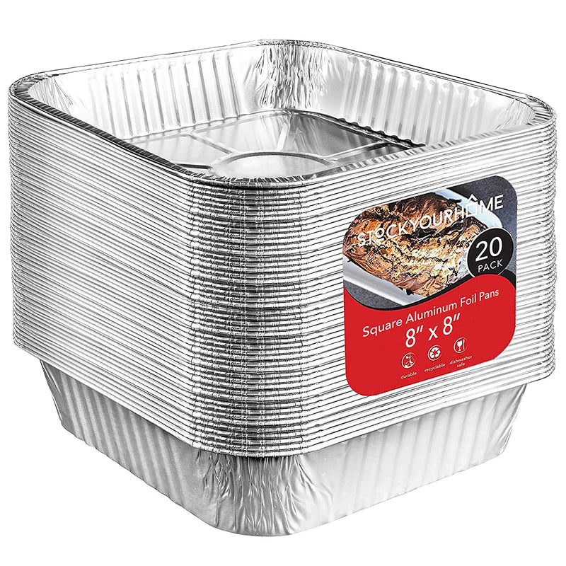 Ailelan Aluminum Pans, 8x8 Aluminum Foil Pans, 50-Pack Disposable Aluminum  Pans Perfect for Cooking, Heating, Storing, Prepping Food