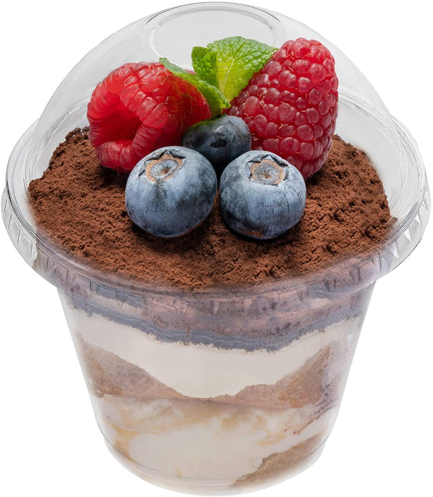 Stock Your Home 20 oz Dessert Cups With Dome Lids (50 Pack) - Plastic Parfait Cups (No Hole) Disposable - Leak-Proof -Clear Cups & Dome Lids For Snacks, Food Samples, Bakery, Cupcakes, Ice Cream