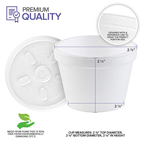 Stock Your Home 4 Ounce Foam Bowls with Lids (100 Count) - Styrofoam Bowls with Lids - Insulated to Go Foam Cups - to Go Containers for Soup, Oatmeal, Ice Cream, Delis, Cafes, Restaurants