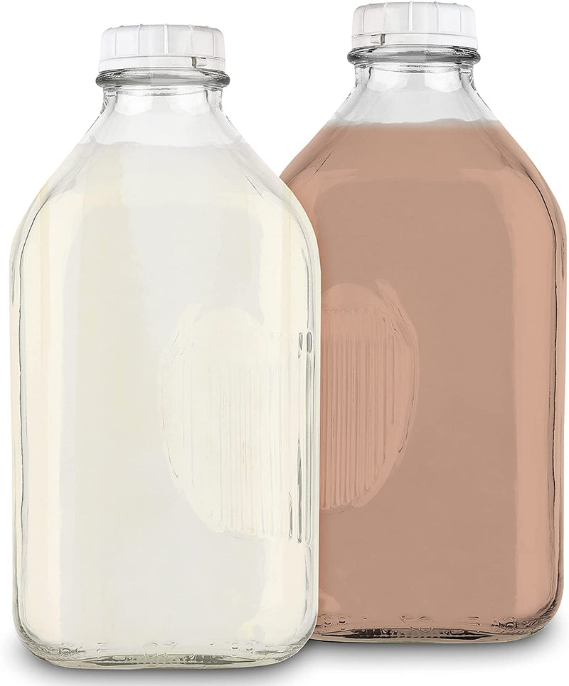 Stock Your Home Half Gallon Glass Milk Bottle with Lid (1 Pack) 64 Oz Jugs  and 3 White Caps, Reusabl…See more Stock Your Home Half Gallon Glass Milk