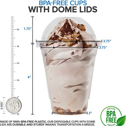 Stock Your Home 12-Ounce Dessert Cups With Dome Lids (50 Count) - Plas