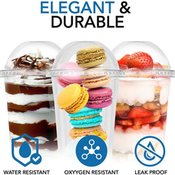 Stock Your Home 12-Ounce Dessert Cups With Dome Lids (50 Count) - Plas