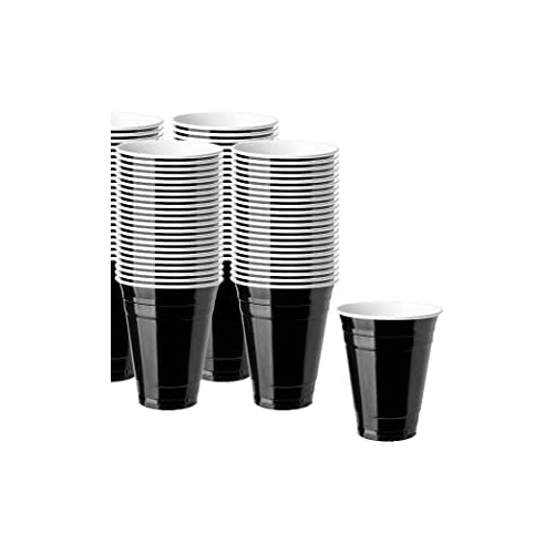 PERFECT SETTINGS 16 oz. 2 Line Black Rim Clear Disposable Plastic Cups,  Party, Cold Drinks, (100/Pack) BLK16OZ - The Home Depot