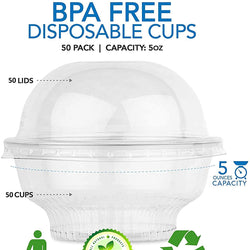 Stock Your Home 12-Ounce Dessert Cups With Dome Lids (50 Count) - Plas